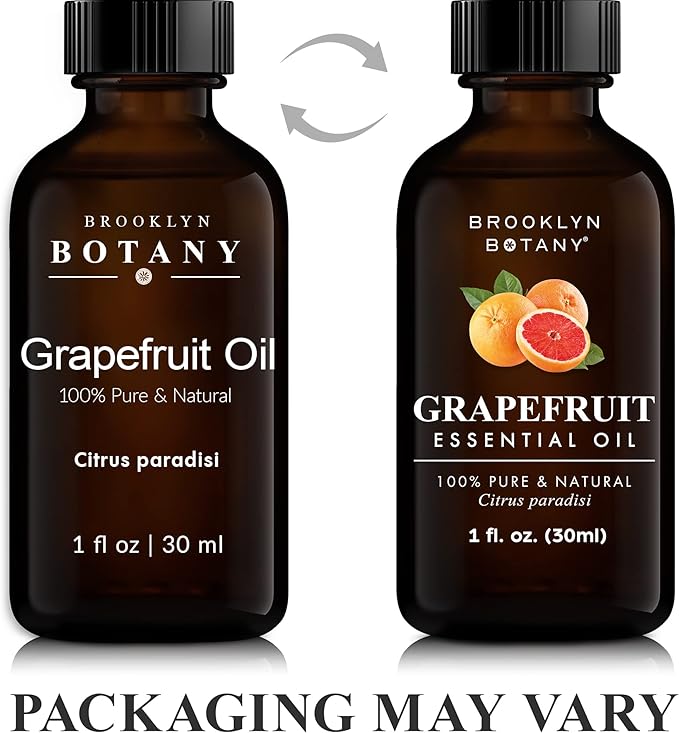Brooklyn Botany Grapefruit Essential Oil - 100% Pure and Natural - Premium Grade Oil with Dropper - for Aromatherapy and Diffuser - 1 Fl Oz