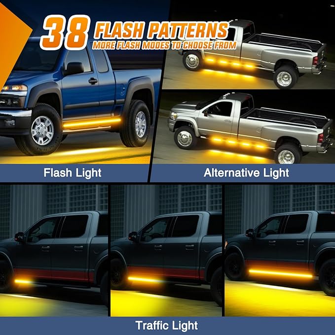 Nilight 2PCS 70 Inch Emergency Strobe Light Strip with Controller 864 LED Amber Running Board Lights Flexible Side Flashing Warning Caution Safety Waterproof for Truck Construction Pickup