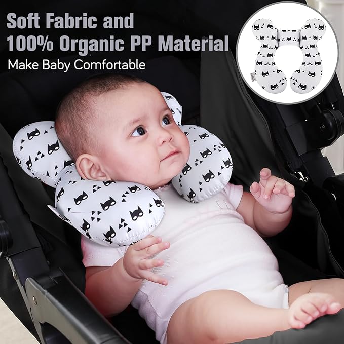 KAKIBLIN Baby Travel Pillow for Head and Neck, Upgraded Baby Support Pillow, Baby Neck Pillows for Car Seat,Pushchair,Travel, Grey