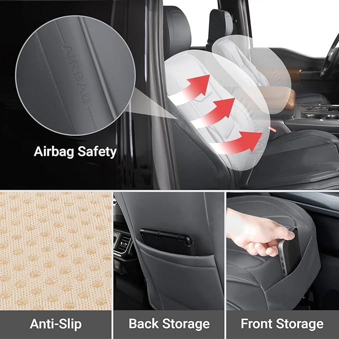 Coverland Custom Fit Car Seat Covers for Car Compatible with [Legend, CT5, CT5-V Bucket Seats, XTS-L, GS, Pulsar] Premium Waterproof Non-Slip Interior Seat Protector [Front Dark Gray- Size Chart A22]