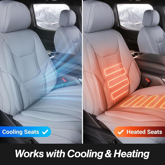 Coverland Custom Fit Car Seat Covers for SUV Compatible with [2024-2026 Chevy Traverse] Premium Car Seat Cover Water Resistant Leather Non-Slip Interior Protector [Front Gray - Size Chart A15]