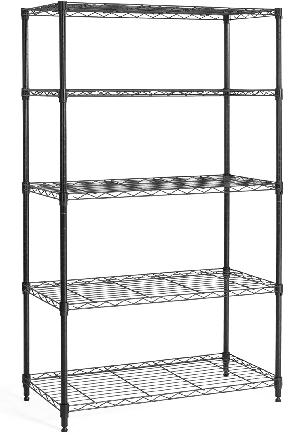 CAPHAUS 3/4/5-Tier Adjustable Height Wire Shelving Unit, Wire Rack Shelving, Metal Steel Storage Shelves, Garage Shelving Storage Organizer, Utility Storage Shelf, 5-Tier Without Wheels, Black