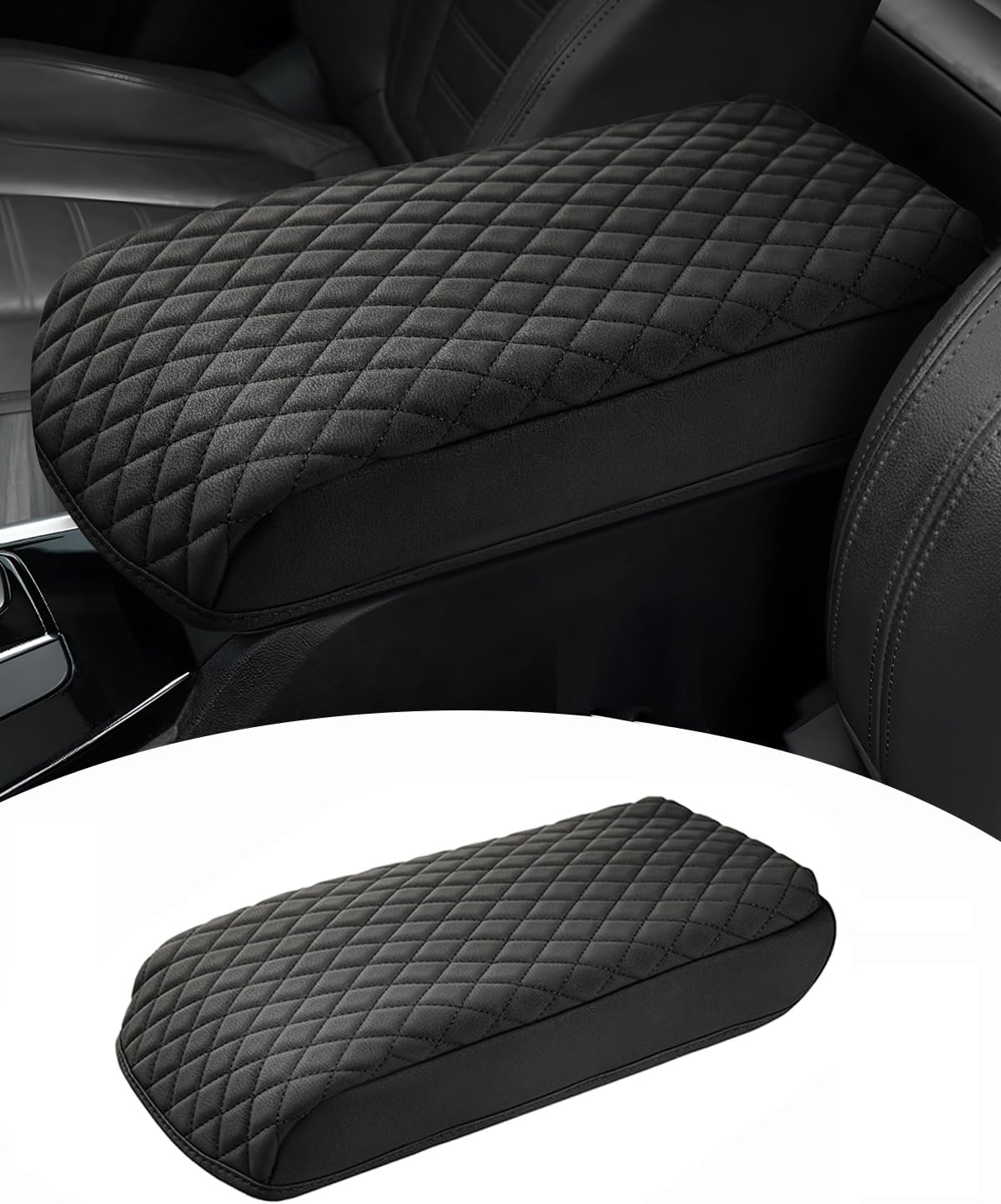 Shademax BMW X3 Center Console Cover, Armrest Cover Cushion Pad for BMW X3 Accessories 2024 2023-2018, PU Leather Armrest Seat Box Protector BMW X3 Middle Console Cover Anti-Scratch Black