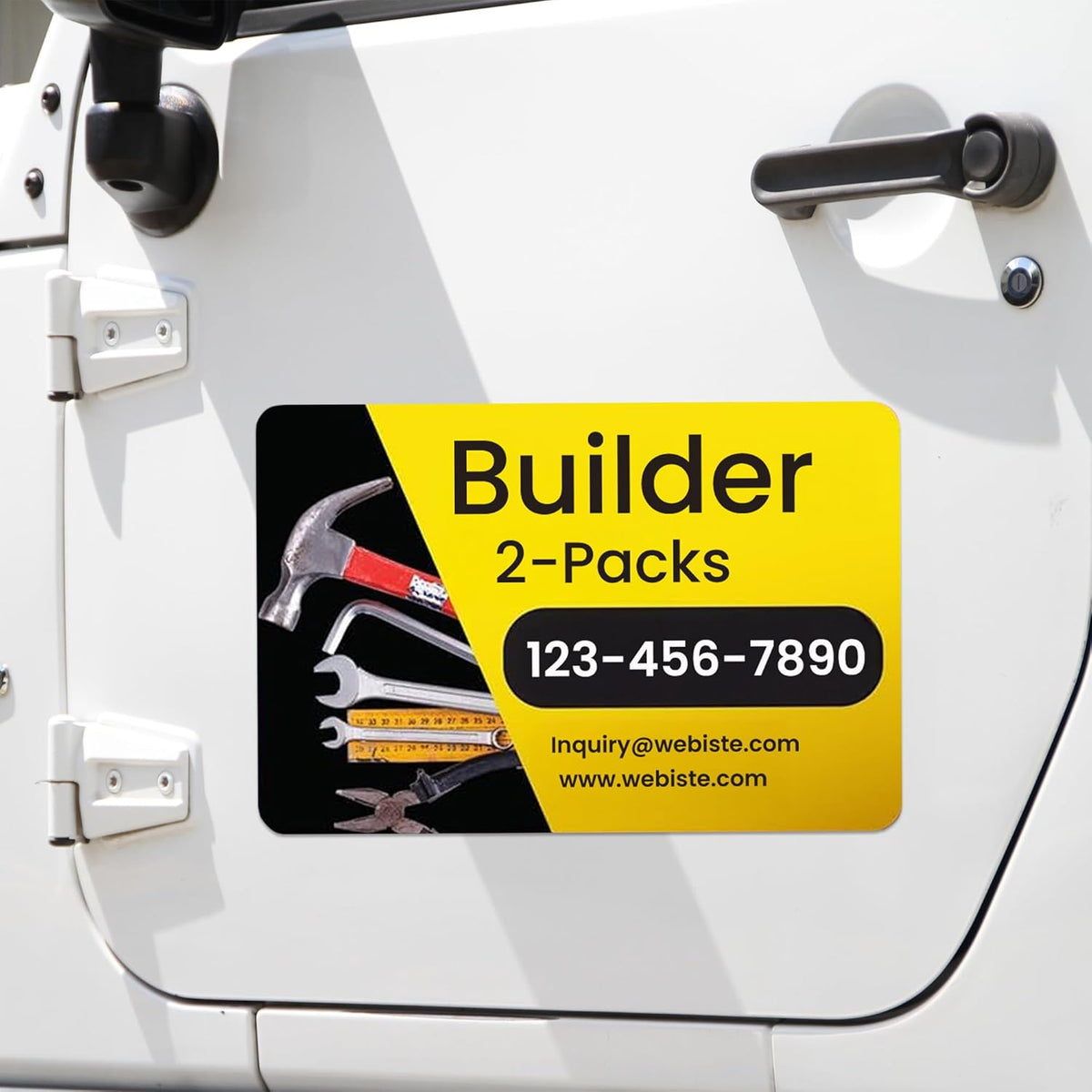 Custom Car Magnet Signs for Businesses (18"x24" Builder) 2 pk - Personalized Car Magnets for Builder, Contractor and Advertising - Advertising Magnets for Cars Door - Professionally Printed