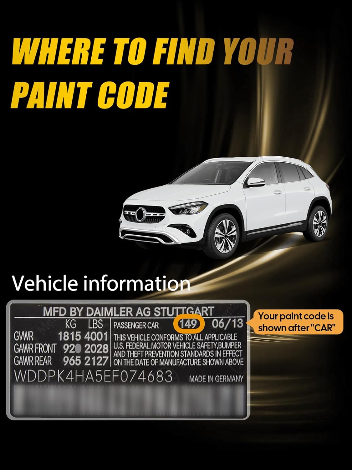(890/5890) Lunar Blue Metallic Touch Up Paint Compatible with Mercedes-Benz, Exact Match Car Paint Pen Automotive Scratch Repair Remover Kit Quick & Easy Solution for Vehile Chips and Nicks