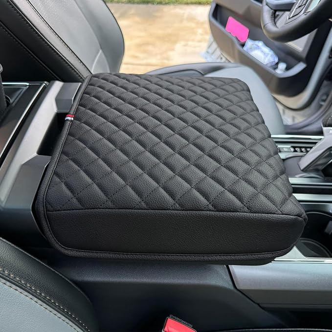 PIMCAR Center Console Cover for 2021-2025 2026 Ford F150, 2022-2026 F150 Lightning Work Surface Console Armrest Cushion Leather Protector Interior Accessories (Only fit for Work Surface Console)