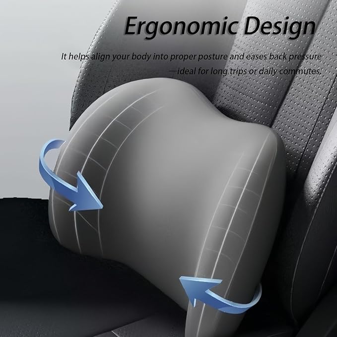 Car Lumbar Support Pillow and Car Neck Pillow Kit for VW Taos 2021 2022 2023 2024 2025 2026, Car Seat Neck Back Rest Pillows, Ergonomic Car Seat Headrest & Lumbar Cushion,C Coffee