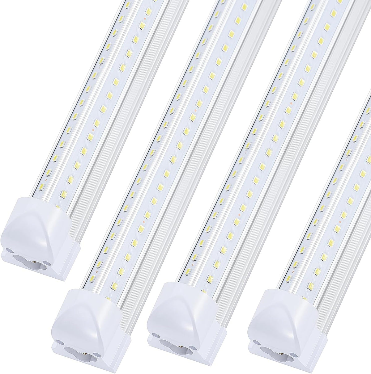 4 Pack,Led Shop Lights, 8FT Led Shop Light,100W 6000K 15000LM Clear White,Led Shop Light 8FT 110V Linkable Integrated V-Shape for Shop Garage,Warehouse,