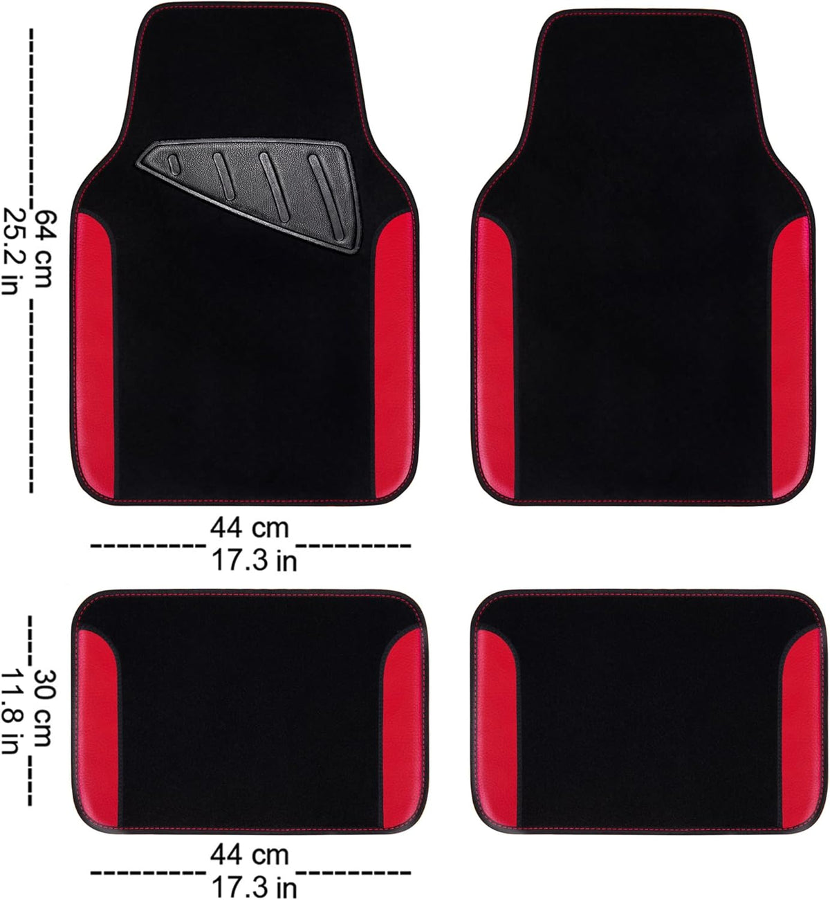 CAR PASS 3D Air Mesh Car Seat Covers Full Sets w/5mm Sponge, 4Pcs Waterproof Car Floor Mats, Steering Wheel Cover Universal Fit for SUV Sedan Truck, Airbag Compatible Automotive Interior(Black & red)