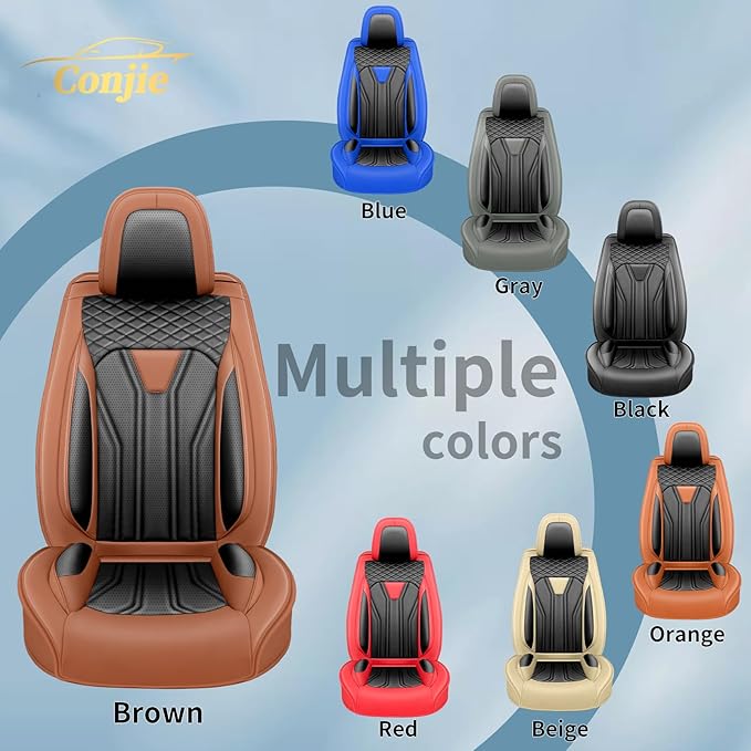 Fit Sonata Car Seat Covers Premium Leather for Hyundai Sonata 2007-2025 2026. Waterproof， Breathable, Scratch-Resistant & All-Weather Seat Cushion Protector（Front Seat,Brown&Black