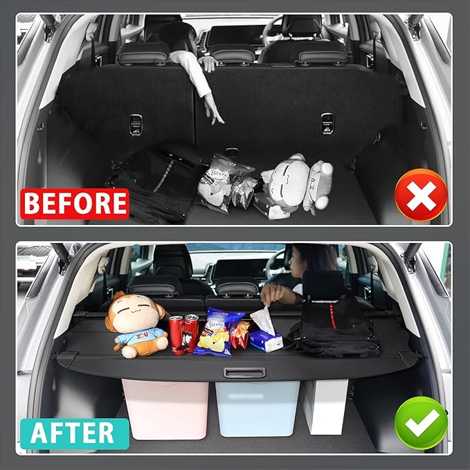 Cargo Cover for Toyota 4Runner 2025 2026 Accessories Retractable Trunk Cover Security Shielding Shade Cargo Luggage Cover Trunk Privacy Protection (Carbon Fiber Texture)