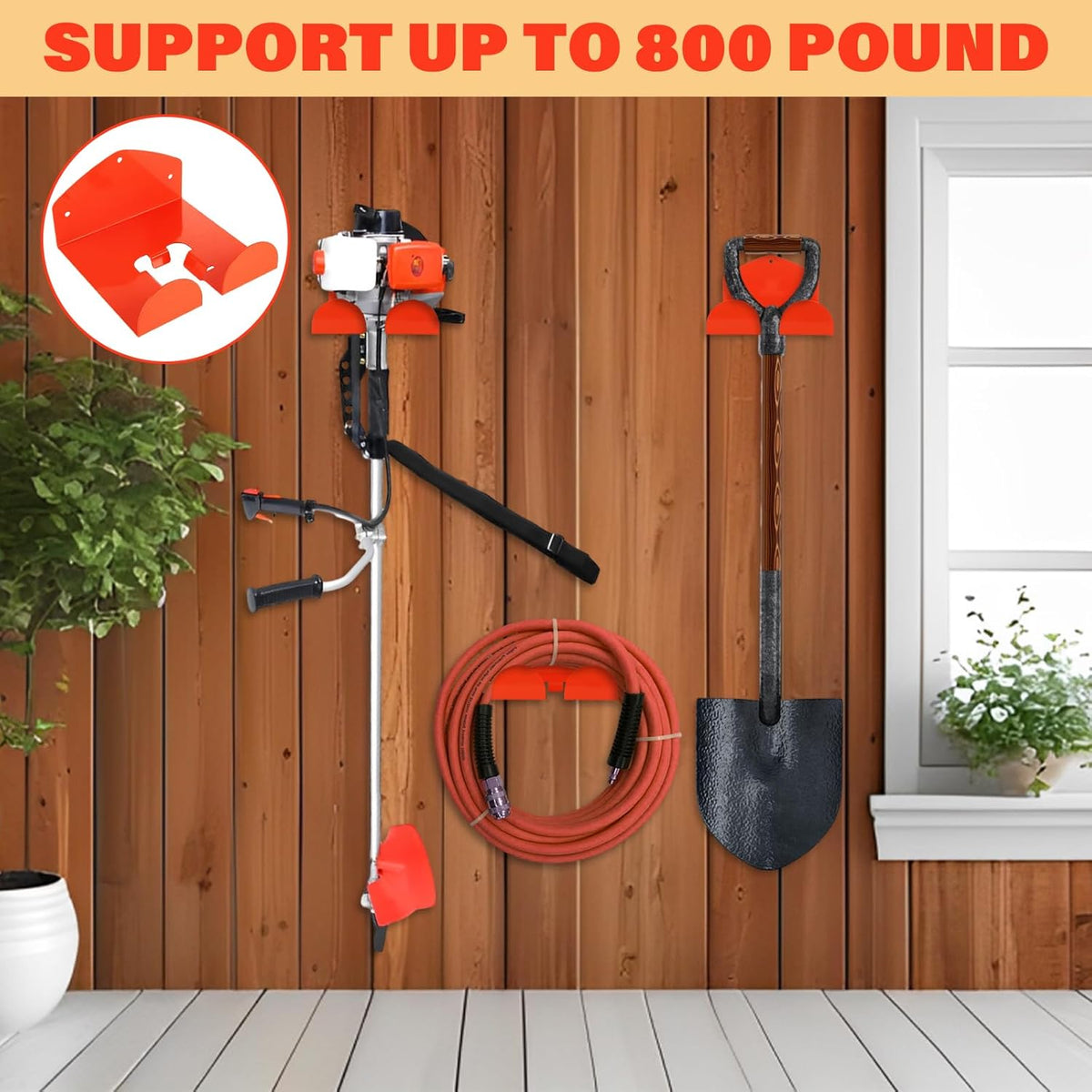 2 Pack Trimmer Rack Garage Organizer Wall Hanger, Garage Tool Rack for Grass Trimmer, Hedge Trimmer, Garden Tools Organizer