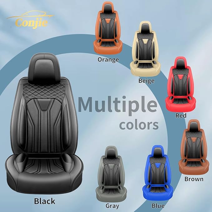 Fit Accord Car Seat Covers Premium Leather for Honda Accord 2012-2025 2026. Waterproof， Breathable, Scratch-Resistant & All-Weather Seat Cushion Protector（Full Set,All Black）
