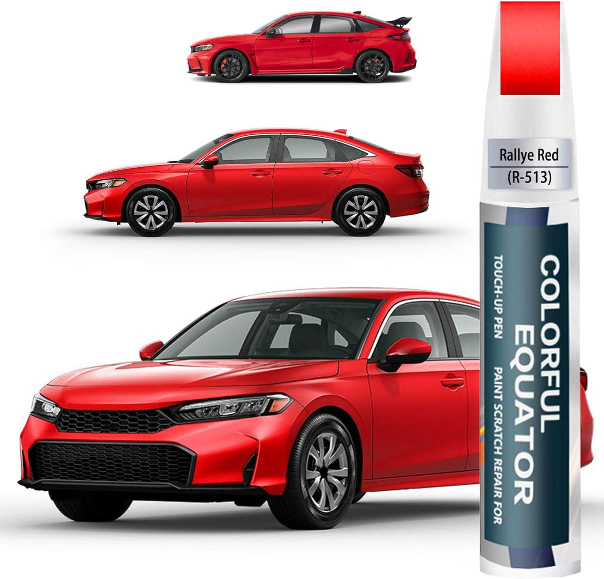 Rallye Red(R-513) Touch Up Paint Compatible with Honda, Car Paint Pen Scratch Repair Two-In-One Touch Up Paint, Premium Car Scratch Remover for Deep Scratches