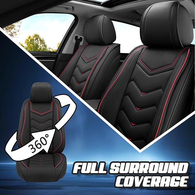Car Seat Covers for Cadillac CTS 2003-2019, Premium Nappa Leather Car Seat Cover, Stylish Sport Seat Covers， Automobile Seat Cover Sets.(Standard 2 Seats/Black)
