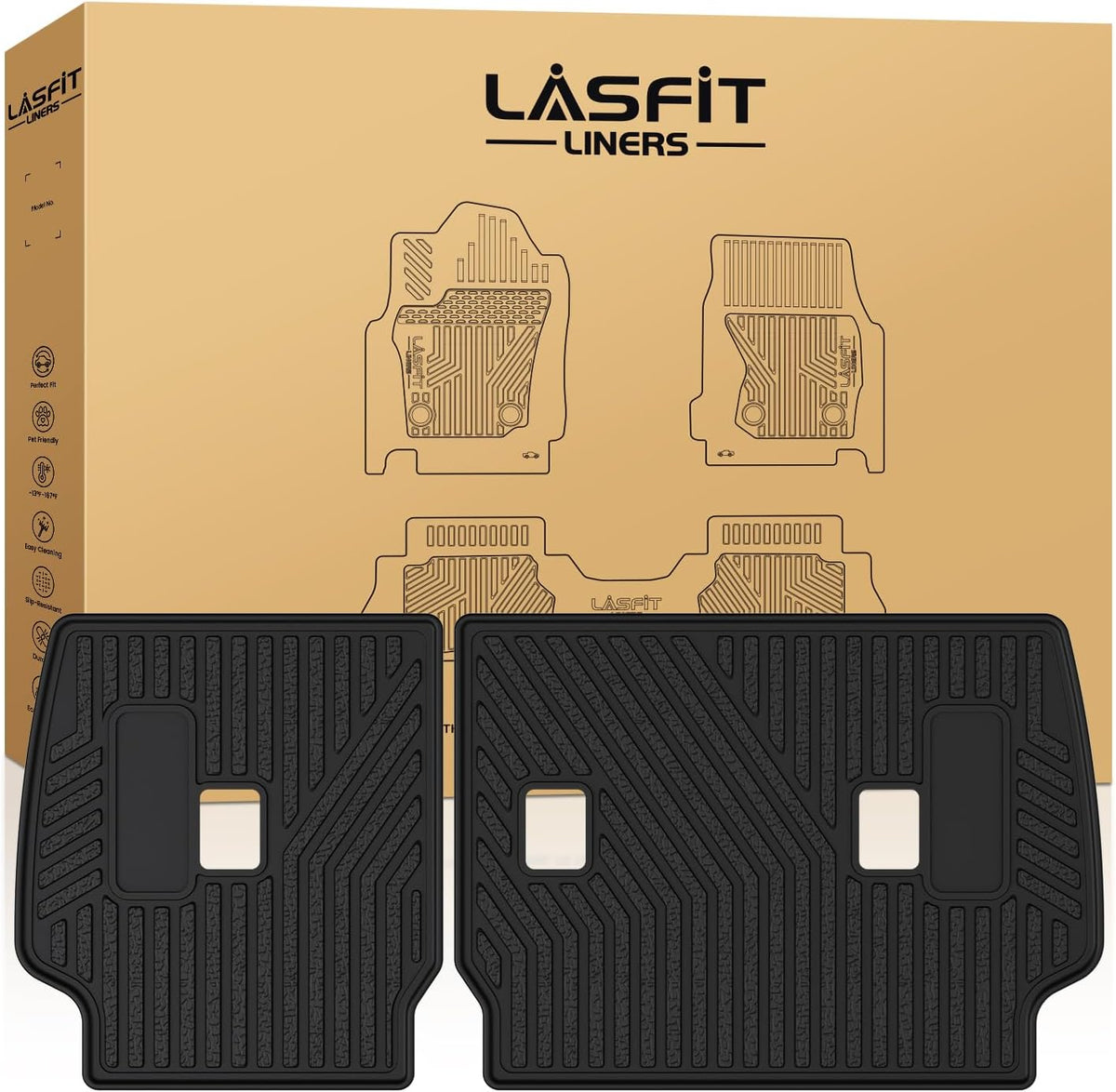 LASFIT Premium Extra Thick Rear Seat Back Covers for Toyota 4Runner 2025 Seat Back Cover | TPE Custom Fit Waterproof 4 Runner 2025 5/7 Seater Second Row Back Seat Backrest Protector Mat Liner