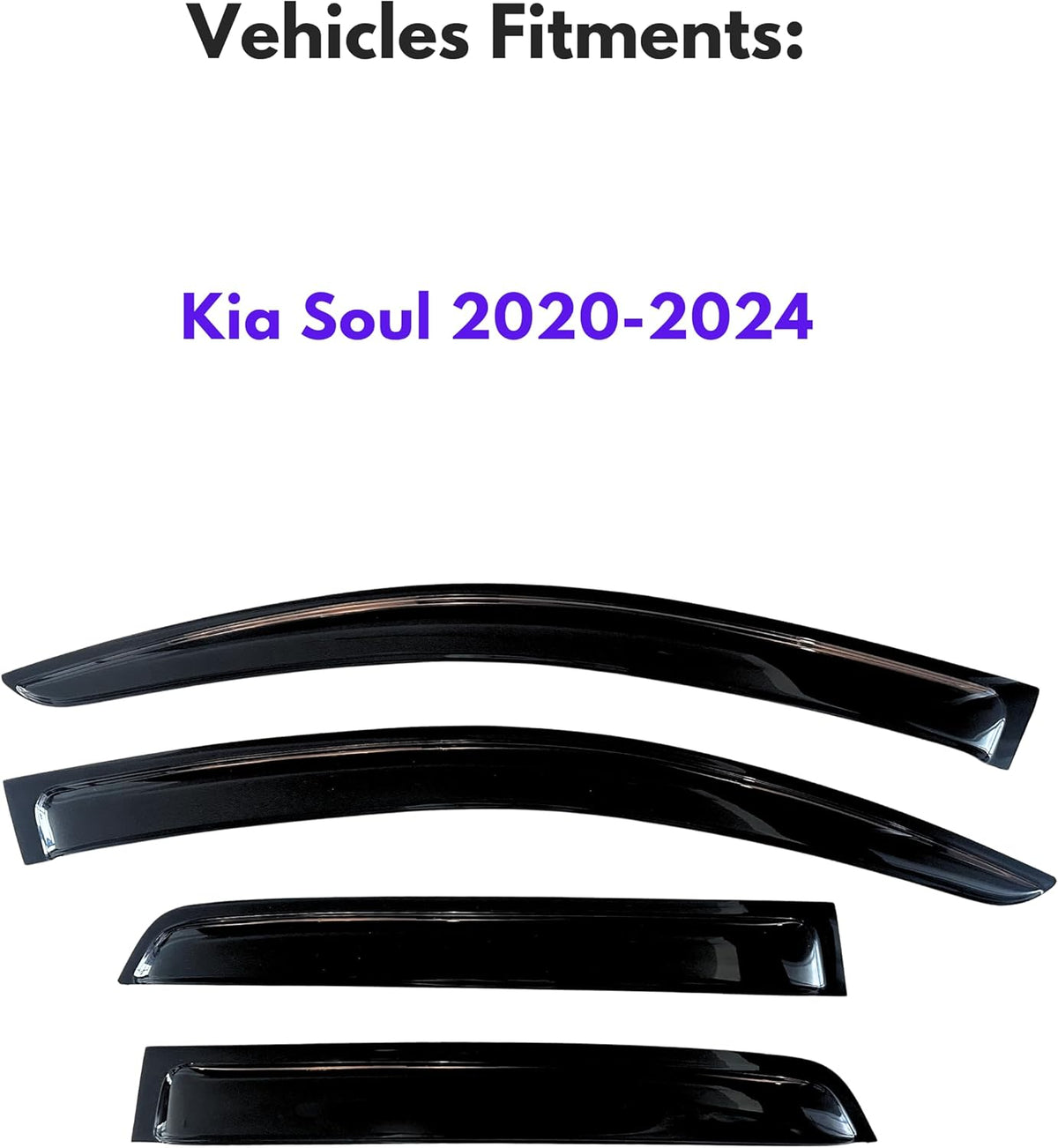 KPY Window Visor Compatible with Kia Soul 2020-2024, 4PC Rain Guard Side Window Vent Deflectors Tape-On Style, 2020 2021 2022 2023 2024