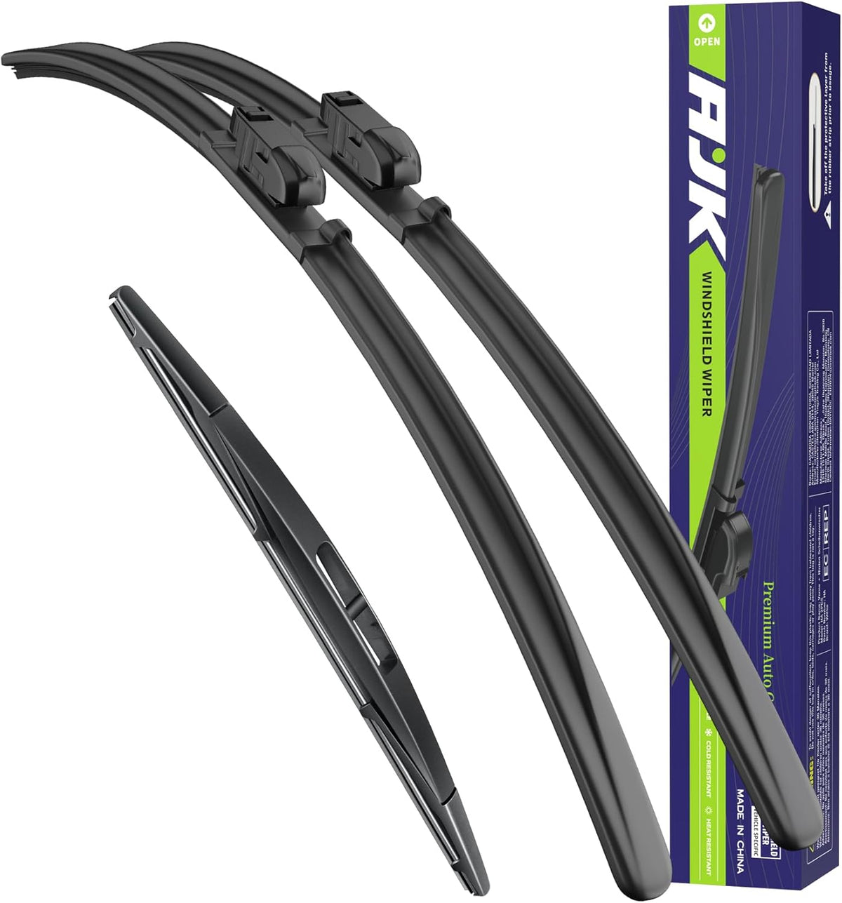 AJK Front Windshield Wiper for Subaru Crosstrek XV 2018 2019 2020 2021 2022 2023 2024, Original Equipment Back Window Wipers Blades, Conventional, Vehicle Specific Fit, Pack of 3