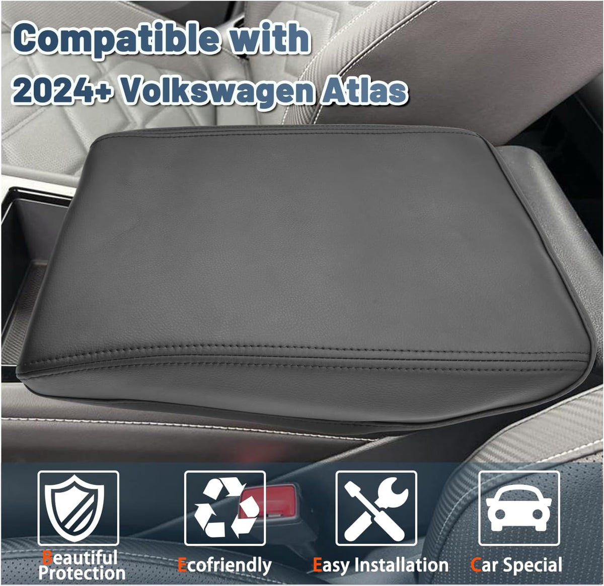 2024 Atlas Cross Sport Armrest Cover for Volkswagen Atlas 2025 Accessories Center Console Cover 2024 Atlas Armrest Cover Protector Compatible with 2024 2025 VW Volkswagen Atlas Cross Sport/SE/SEL