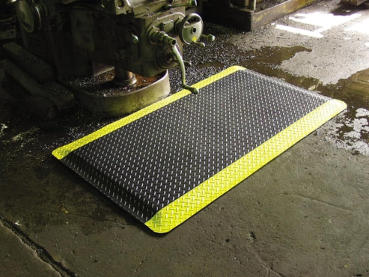 Rhino Mats, American Classic Diamond Anti-Fatigue Mats, Industrial Ergonomic Comfort Standing Mat for Work, Home, Garage, Office, Kitchen or Anywhere (Black/Yellow 9/16" Thick, 2 FT. x 13 FT.)