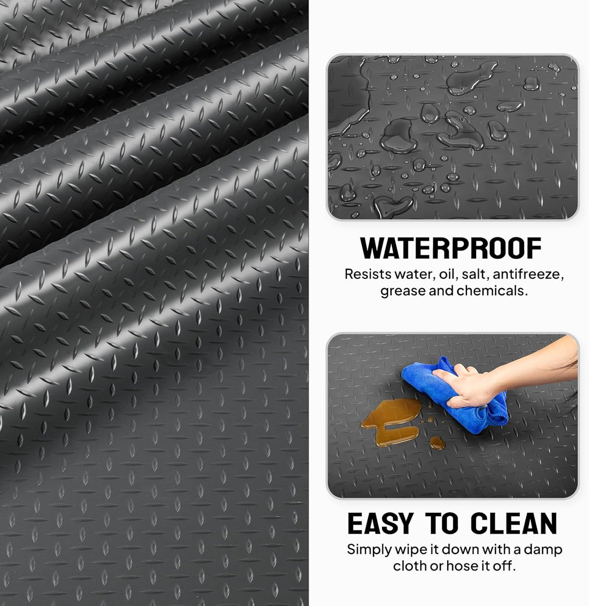 TUFFIOM 7.5 x 20 FT Garage Floor Mat, Thickened Diamond Plate PVC Garage Mats Flooring Roll for Under Car, Garage Parking Mats for Floor Large SUVs, MPV, Pickup Truck