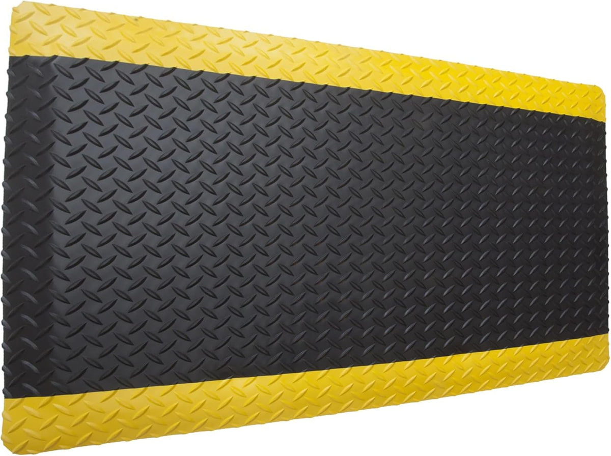 Rhino Mats, American Classic Diamond Anti-Fatigue Mats, Industrial Ergonomic Comfort Standing Mat for Work, Home, Garage, Office, Kitchen or Anywhere (Black/Yellow 1" Thick, 3 FT. x 17 FT.)
