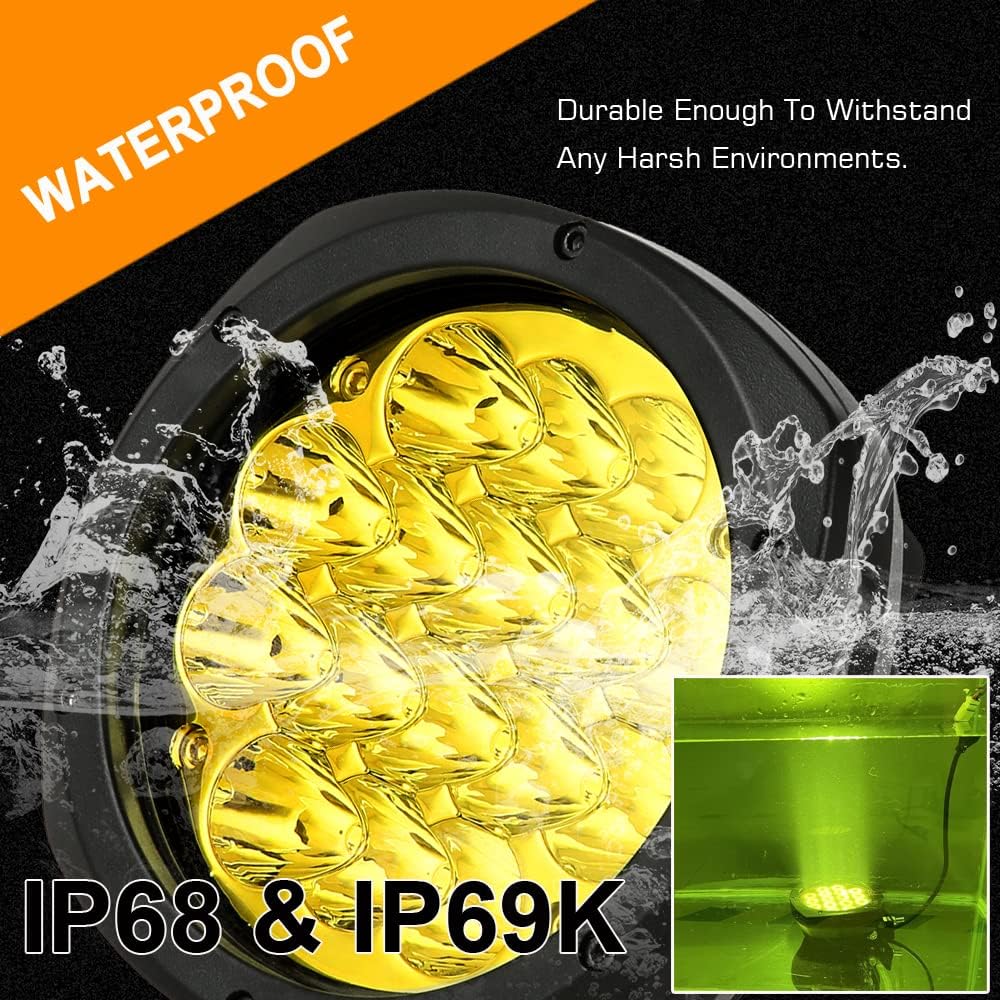 BIGLION.X 5 Inch Pair 160W Amber Round LED Offroad Lights 18800LM Amber Yellow OffRoad Lights Super Bright Amber Driving lights Fog Lights Waterproof IP68 Light Bar for Trucks Pickup 4x4 SUV ATV UTV