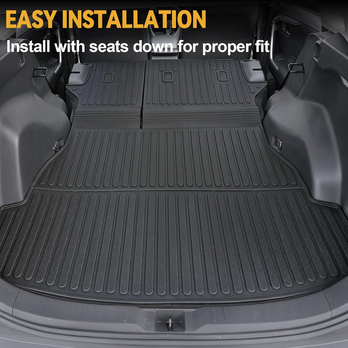 Floor Mats Set Cargo Liner with Backrest Cover for 2019-2025 Toyota RAV4(Include Hybrid), All Weather TPE Full Mat Set for RAV4 Accessories