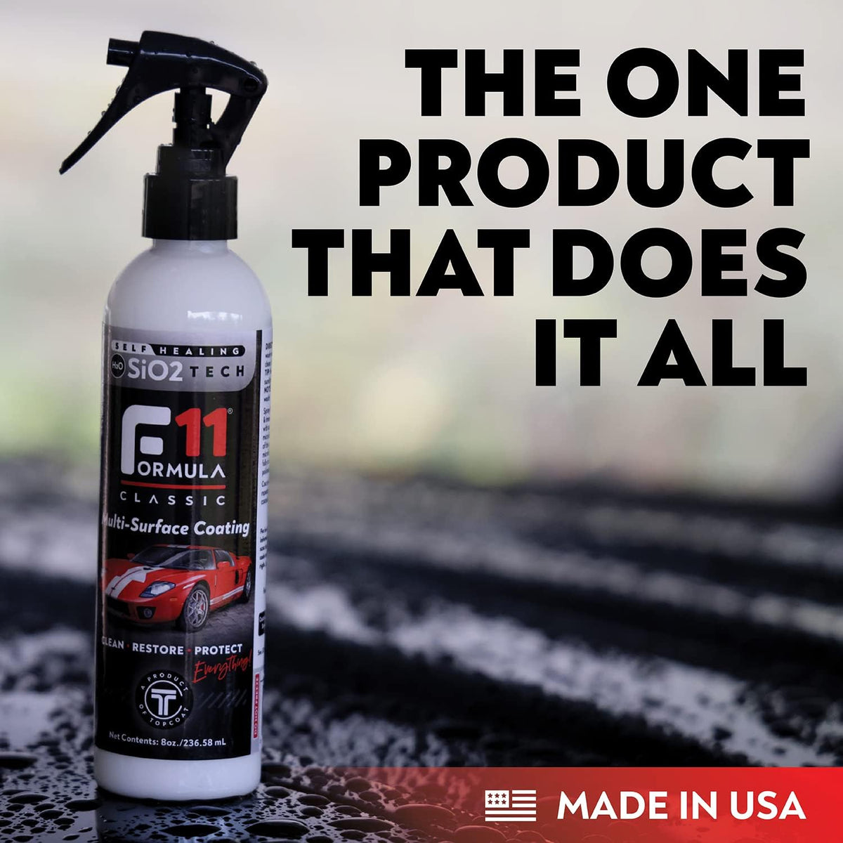 TopCoat F11 Car Polish & Sealer for Cars, Motorcycles, RVs and More – Water-Based Alternative to Ceramic Car Wax - 8 oz F11 Top Coat Spray Bottle