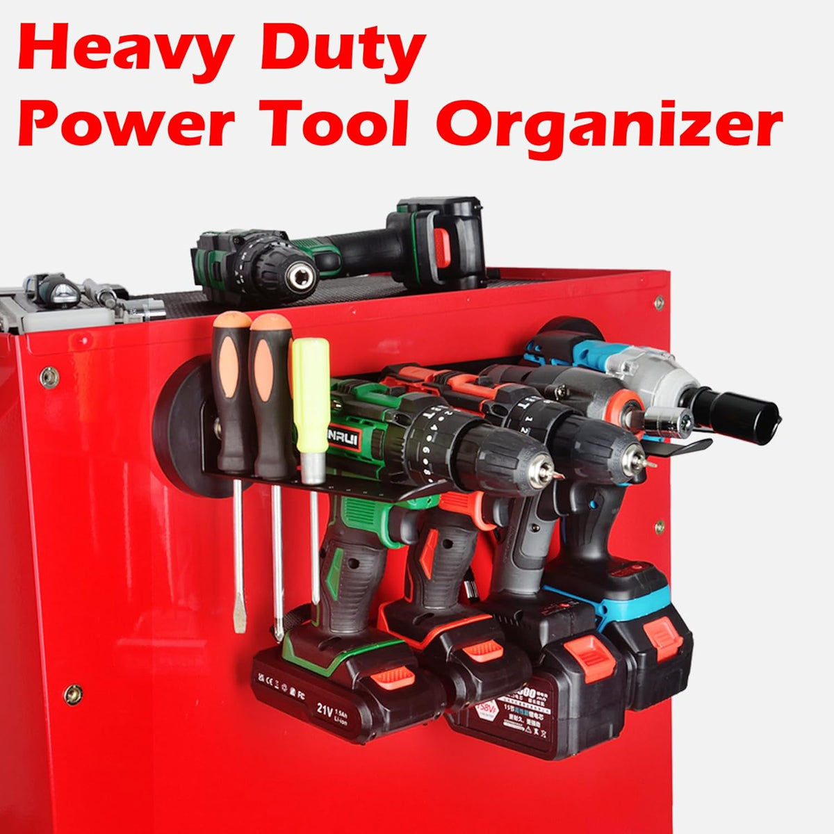 MUTUACTOR Power Tool Organizers and Storage Garage Drill Drivers Shelves Magnetic Mount 4 Slots,Heavy Duty Magnetic Racks and Shelving Utility Storage Holder for Garage Warehouse