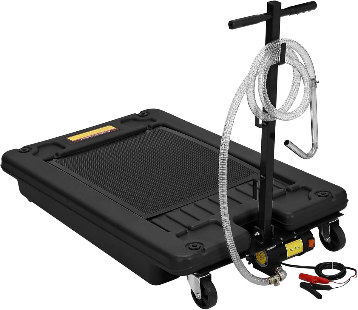 ‌17 Gal Electric Oil Drain Pan, Low Profile Mobile Oil Changing Pan with Hand Pump, 8 Ft Hose & Quick Drain Valve, Leak-Proof Design for Truck Car Motorcycle, Garage Workshop Use