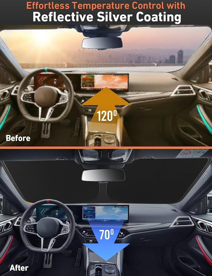 EcoNour Windshield Sunshade Compatible for Toyota Corolla Cross 2022-2024 2025 2026, Sun Visor for Front Windshield & Window Sun Shade Cover, UV Heat Blocker & Protector, Car Accessories