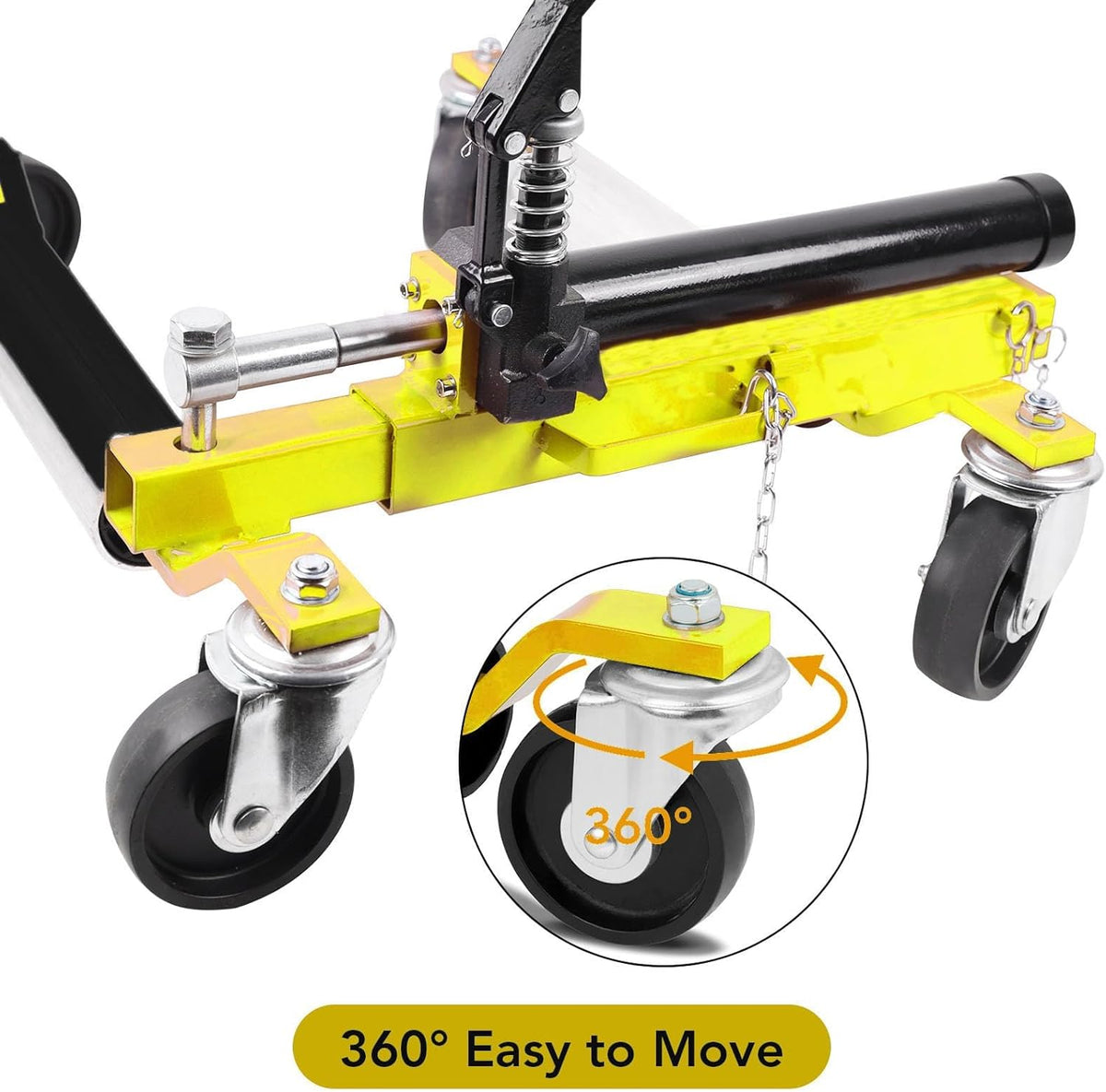 2 Pcs Car Wheel Dolly with Hydraulic Tire Jack, 1500LBS Capacity Trailer Dolly for Vehicle Positioning for Truck RV Trailer, Yellow