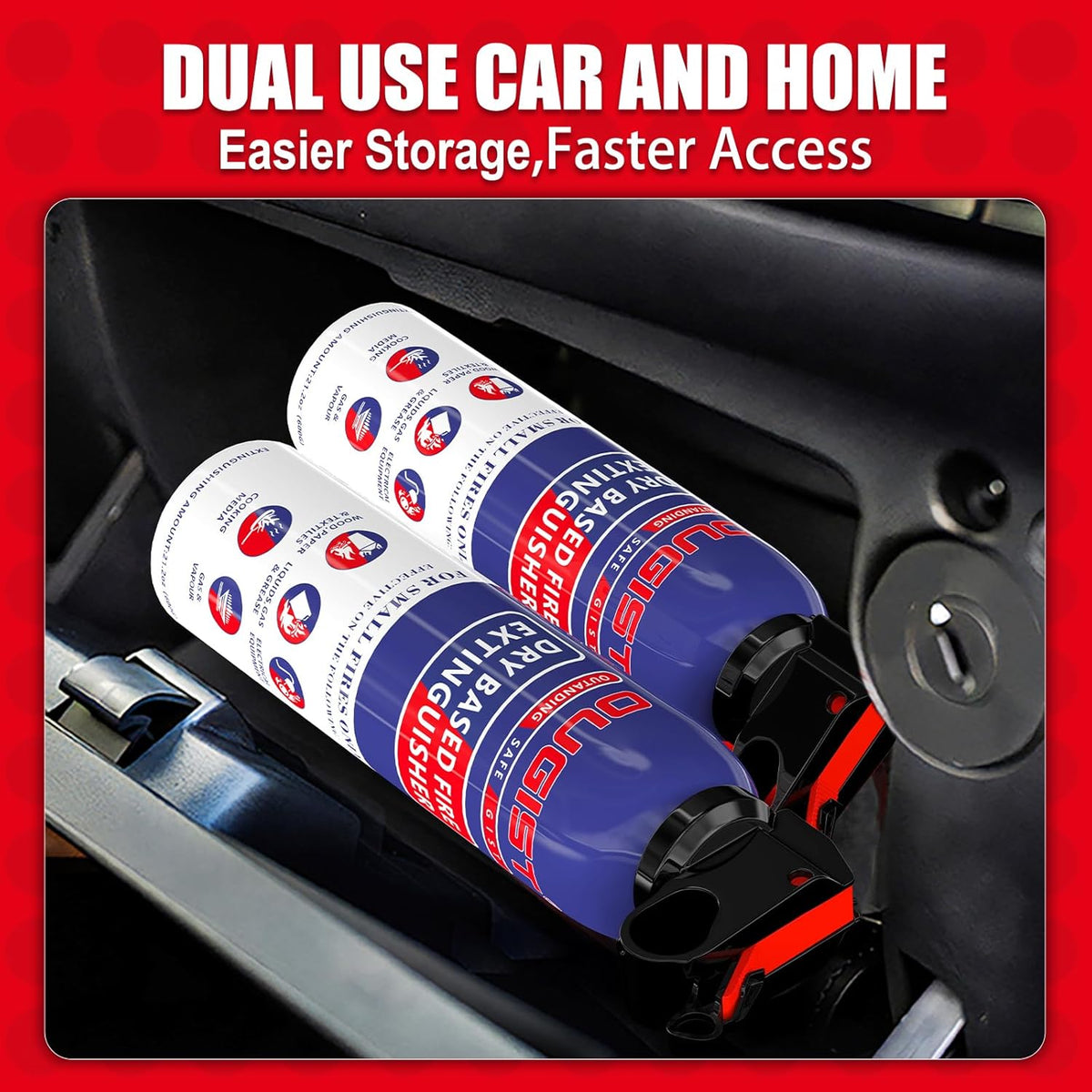 Fire Extinguisher for Home & Vehicle - 600g Fire Extinguisher | Grease & Electrical Fire Extinguisher for Kitchen, Car, Portable (4-Pack)