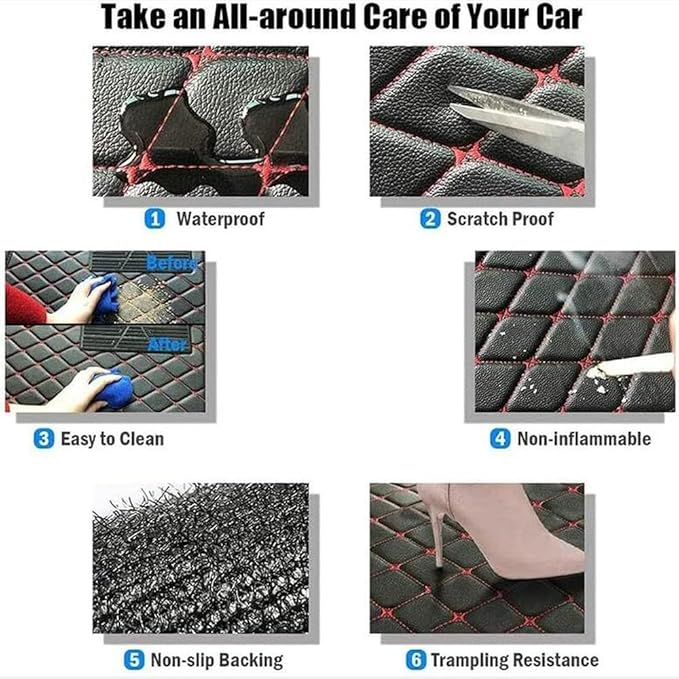 TREGOO All Weather Car Mats Custom Fit Non Slip Floor Mats for 1998-2025 Cars Personalized Leather Protection Pads Suitable for Men Women (Light Brown)