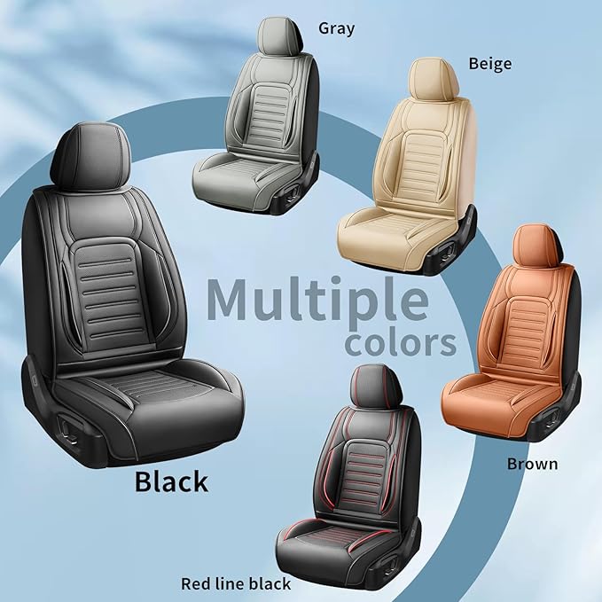 Fit Tucson Premium Leather Car Seat Covers Compatible with Hyundai Tucson 2010-2024 2026, Breathable,Wear Resistant, Airbag Compatible, All-Weather Protection & Full Coverage, 2 Front Seat Gray