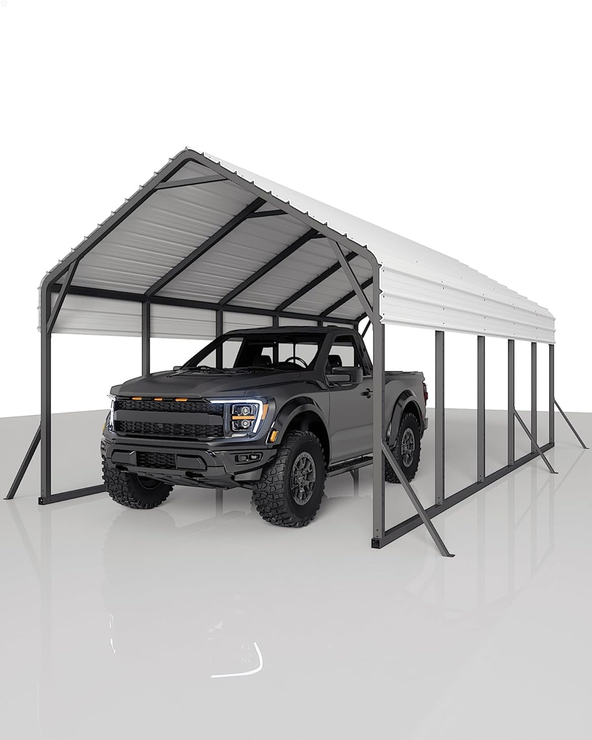 13'x26'x11' Oversized Metal Carport, Steel Heavy Duty Car Ports for All-Weather, Tall Carport for Full-Size Pickup Trucks, Boats, and Tractors, N.W. 780 Lbs