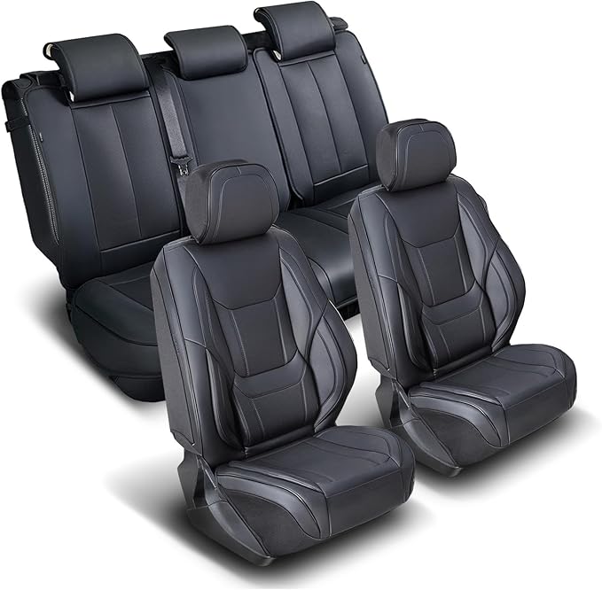 Coverland Custom Fit Car Seat Covers for Car Compatible with [BMW i4, Lexu s is, LS, 320TE, S-Class, Legacy] Premium Waterproof Non-Slip Interior Seat Protector [Full Set Black- Size Chart X56]