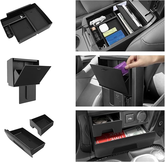 Hellet 4PCS Center Console Organizer Compatible with Toyota 2014-2020 2021 2022 2023 2024 4Runner Interior Accessories Hidden Storage Drawer Box