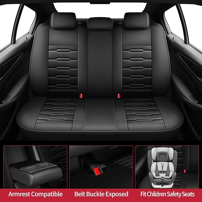 Fit Outback Car Seat Covers for Subaru Outback 2010-2024 2025 2026 - Upgraded Premium Waterproof & Breathable Leather, Airbag Compatible, All-Weather Seat Cushion Protector (Full Set, Black)