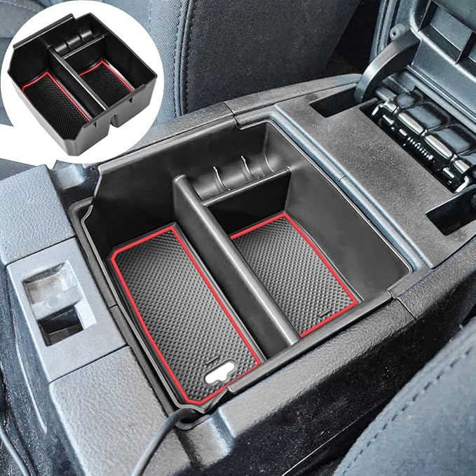 EDBETOS Center Console Organizer Tray Compatible with Wrangler JK/JKU 2011-2018 Rubicon Sport Sahara Accessories Armrest Storage Glove Box, (Red Trim)…