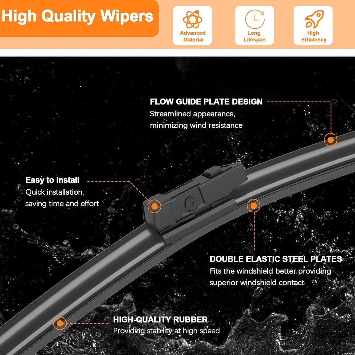 HULADAED® 24'' 18'' 14'' Windshield Wipers Replacement for Hyundai Santa Fe 2012 2011 2010 2009 2008 2007,Silicone Front Rear Wiper blades for MY Car-All Weather & Quiet(3 PACK)