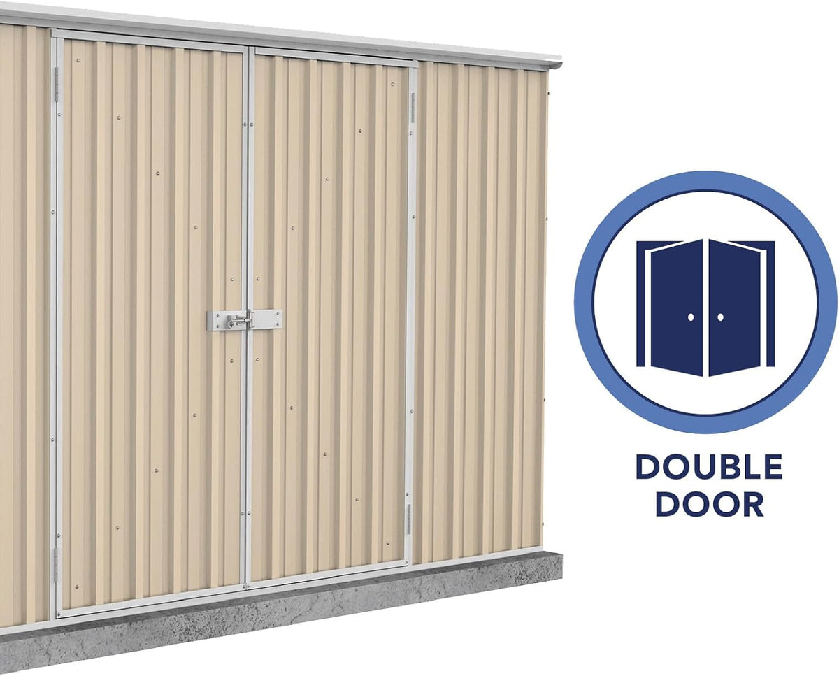 Absco Premier Storage Sheds, 10'x10' Metal Garage, DIY Backyard Shed, Utility Tool Storage, Weather & Wind Resistant Aluminum Panels & Steel Frame, Maintenance-Free, 12 Year Warranty, Classic Cream