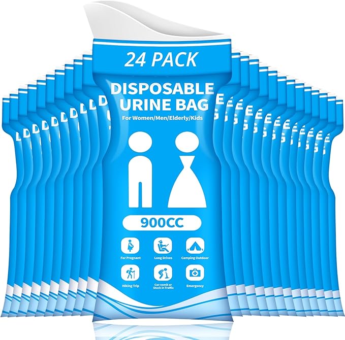 Disposable Urine Bag for Travel - 900ML Portable Pee Bags for Women Men 8/12/20/24/28 PCS Emergency Vomit Bags Urinal Toilet for Car Camping, Road Trip,Traffic Jam, Pregnant, Kid, Patient