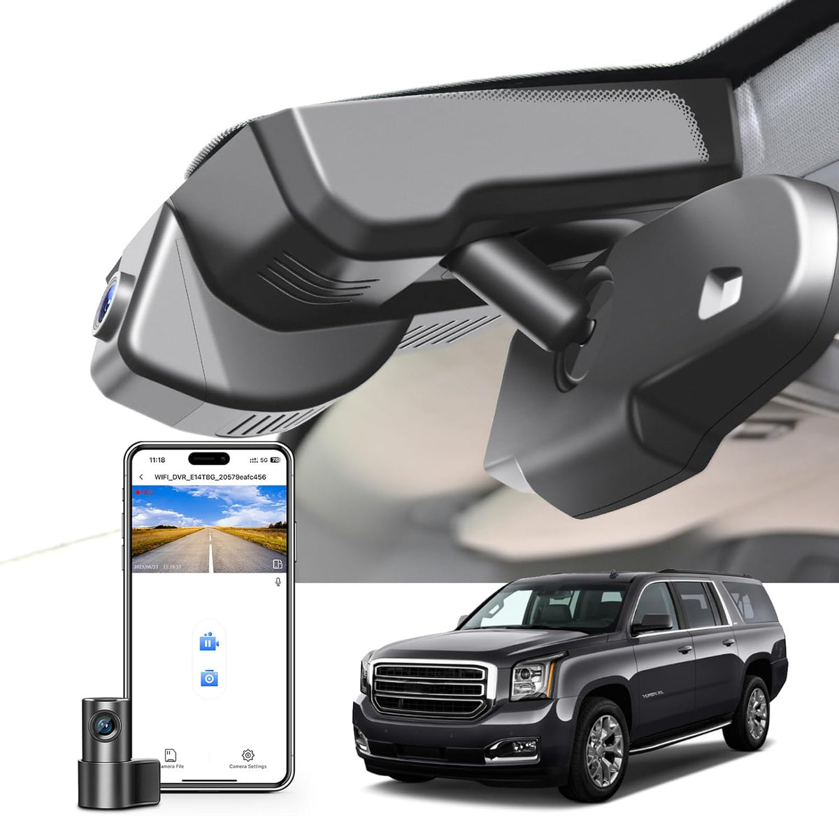 Front 4K & Rear 1080P Dash Cam Custom fit for GMC Yukon, Yukon XL 2015 2016 2017 2018 2019 2020(Model D), Model D & Model C Have Same Models Years but Vehicle Sensor Cover are Different