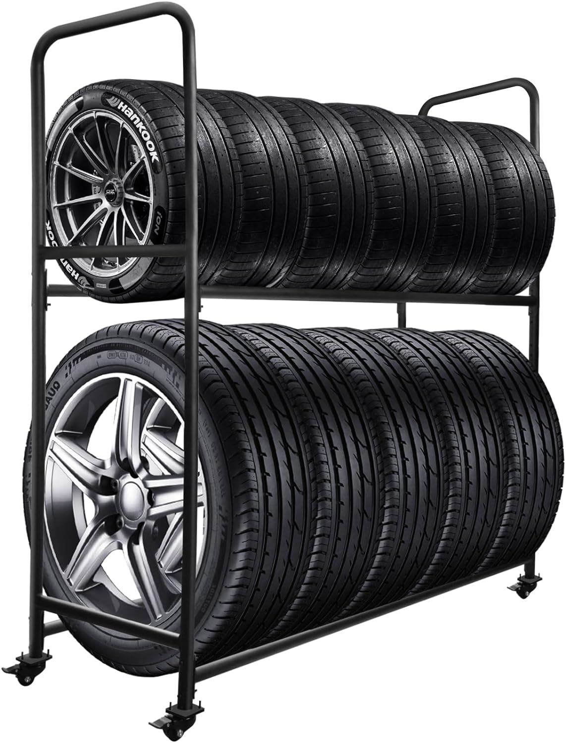 Rolling Tire Rack For Garage,Tire Storage Rack,Adjustable Metal With 4 Self-Locking Swivel Caster,Height 59”, With a Heavy-Duty Load Capacity Of 660 Pounds