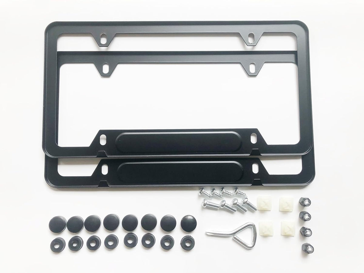 License Plate Frames,2 Packs Front Rear Car Tags,Aluminum Alloy License Plate Cover,No Rust,Water Proof,Wear Resistant,Car Accessories (MB-Logo)