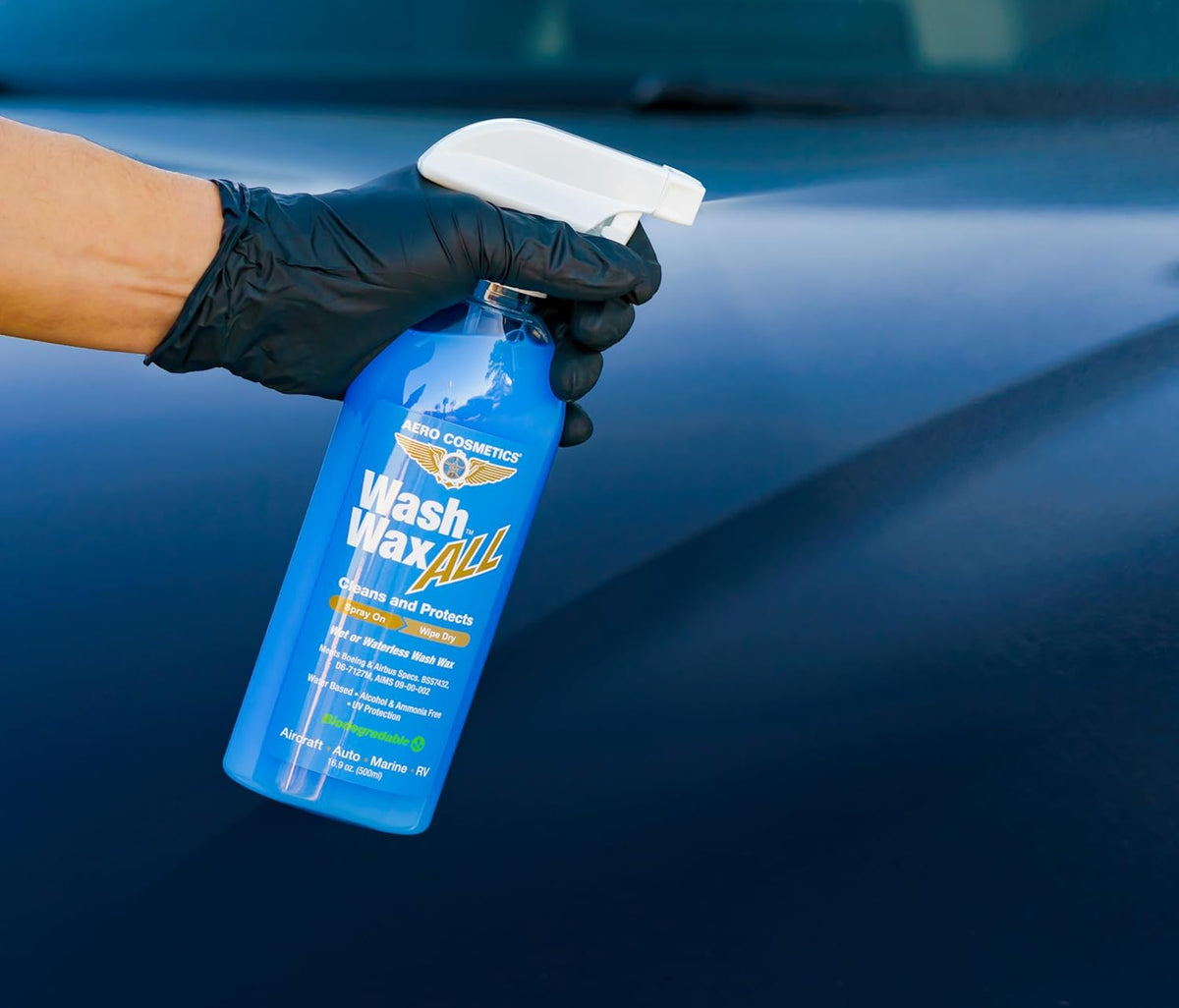 Wet or Waterless Wash Wax Kit 144oz UV Protection. Cleans, Protects, and Shines. Aircraft Quality Just Spray On and Wipe Dry
