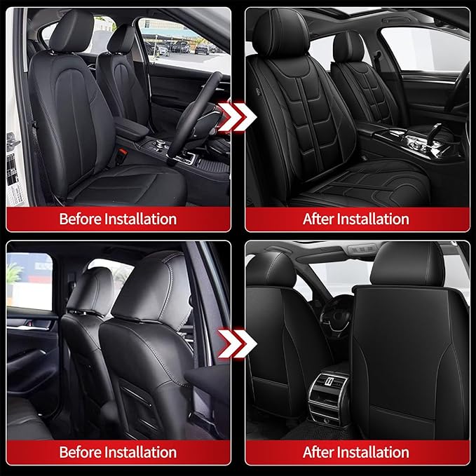 TTX LIGHTING Car Seat Covers fit for Jeep Grand Cherokee 2005-2026 Front Seat: Premium Leather Automotive Seat Cover with Airbag Compatible Waterproof (2 Seats, Black)