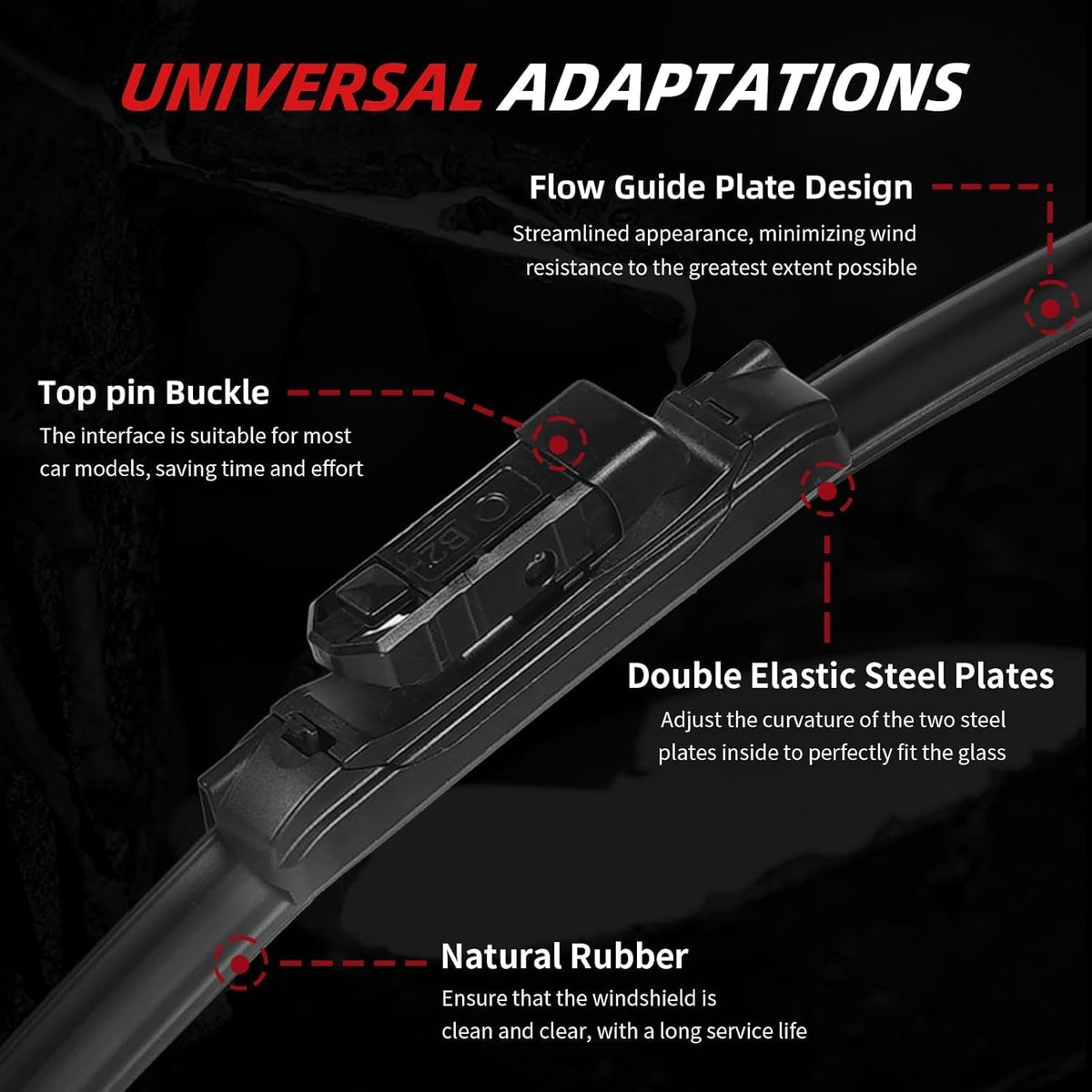 OTUAYAUTO Windshield Wiper Blades - Replacement for Volkswagen Taos 2022 2023 2024, Front and Rear Wipers Set, Top Lock - 26"+18"+11" (Pack of 3)